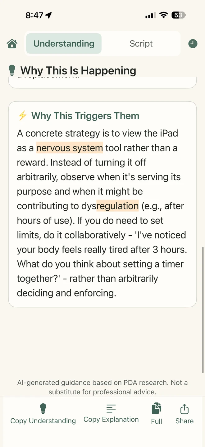Detailed Understanding guidance